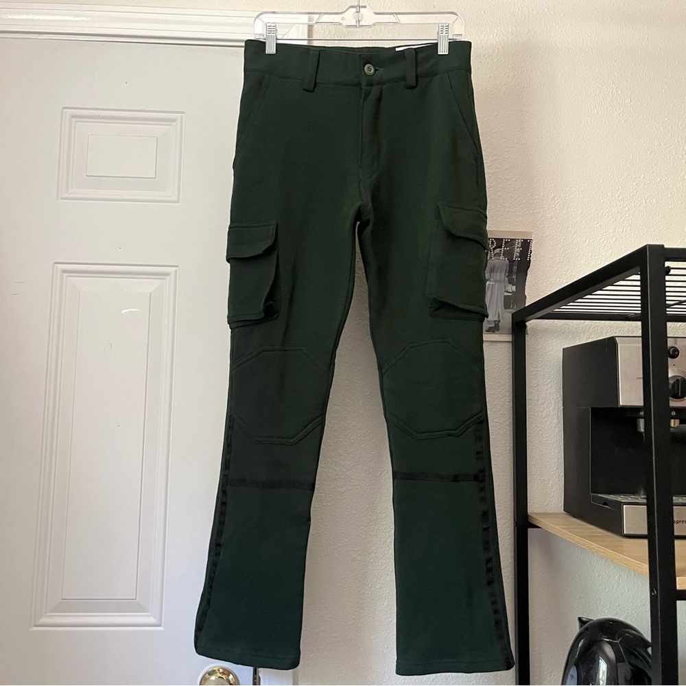 YOUTHS IN BALACLAVA emerald‎ green cargo utility bootcut cropped pants